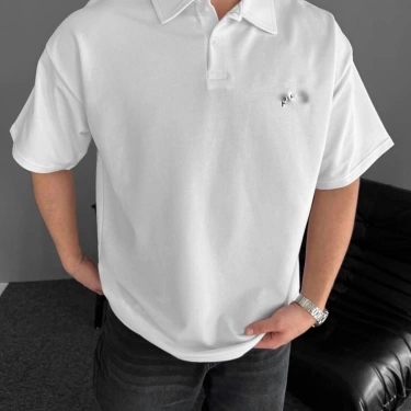 NF Unisex Polo Yaka Tshirt - Beyaz