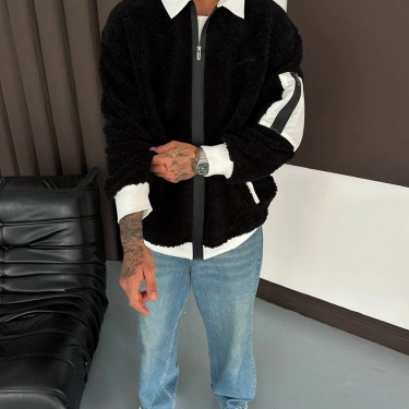 NK Unisex Peluş Ceket-Siyah