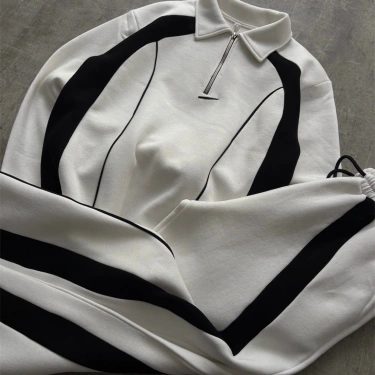 NK Yarım Fermuar Şardonlu Eşofman Takımı-Beyaz