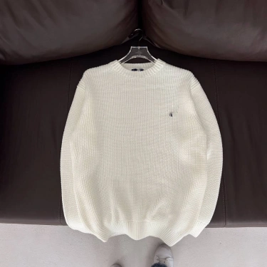 Oversize Örme Triko Sweatshirt Beyaz