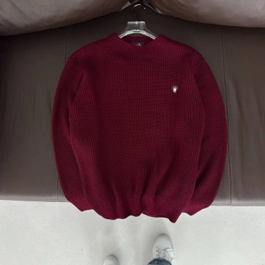 Oversize Örme Triko Sweatshirt Bordo