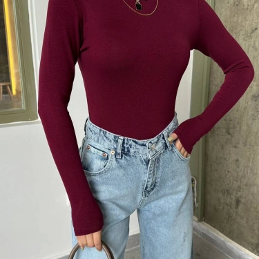 Oysho Basic Bluz Bordo