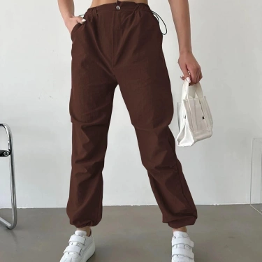 Paraşüt Kumaş Unisex Pantolon - Kahve