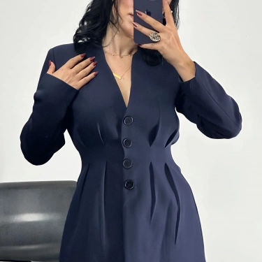 Premium Kalite Düğmeli Ceket-Lacivert