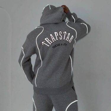 Reflektörlü Maskeli Unisex Eşofman Takımı-Gri