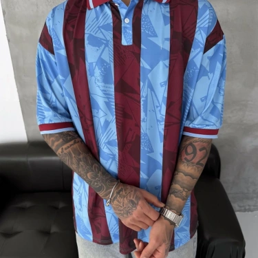 Taraftar Oversize Tshirt-Bordo Mavi