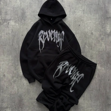 Taşlı Kapüşonlu Unisex Eşofman Takımı