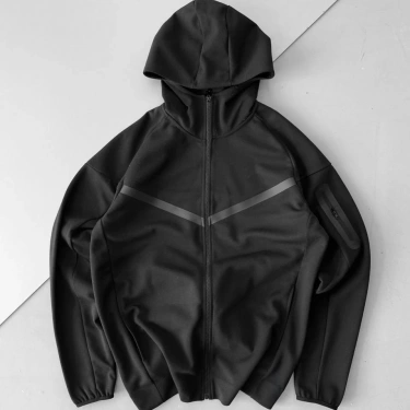 Tech Kapüşonlu Unisex Hırka-Siyah