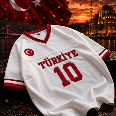 TR 10 Unisex Oversize Tshirt-Beyaz