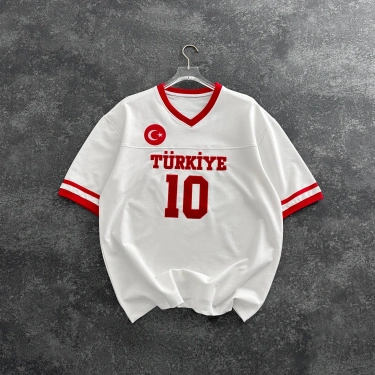 TR 10 Unisex Oversize Tshirt-Beyaz