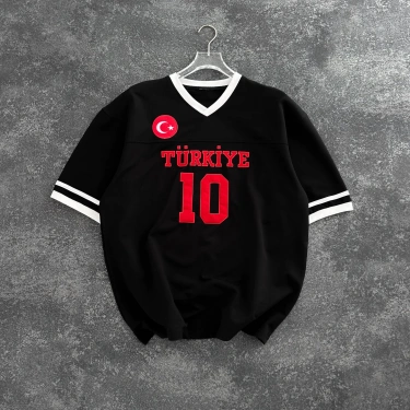 TR 10 Unisex Oversize Tshirt-Siyah