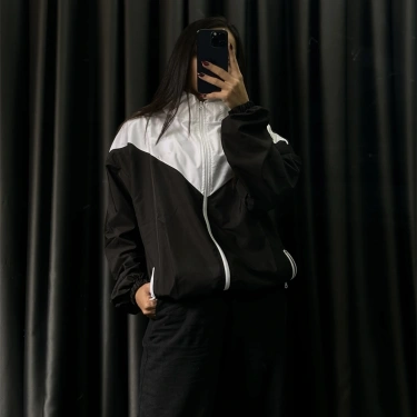 Wooyoung Kapüşonlu Oversize Paraşüt Ceket-Siyah