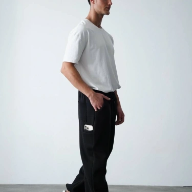 Yan Cep Detay Unisex Eşofman-Siyah