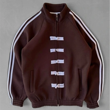 Yeni Sezon ADD Unisex Şardonlu Hırka-Kahverengi