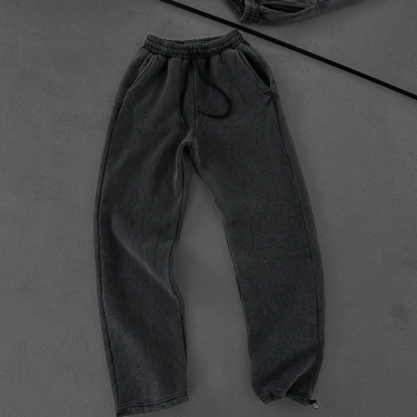 Yıkamalı Unisex Baggy Eşofman-Füme