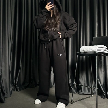 ZHIP Premium Şardonlu Unisex Eşofman-Siyah