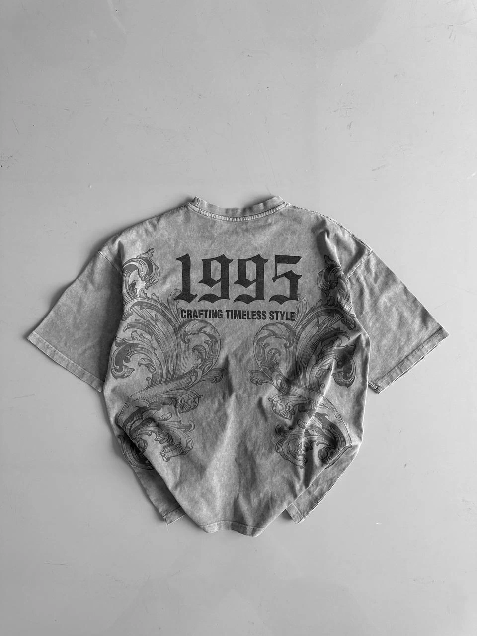 1995 Sırt Baskılı Unisex Tshirt - Gri