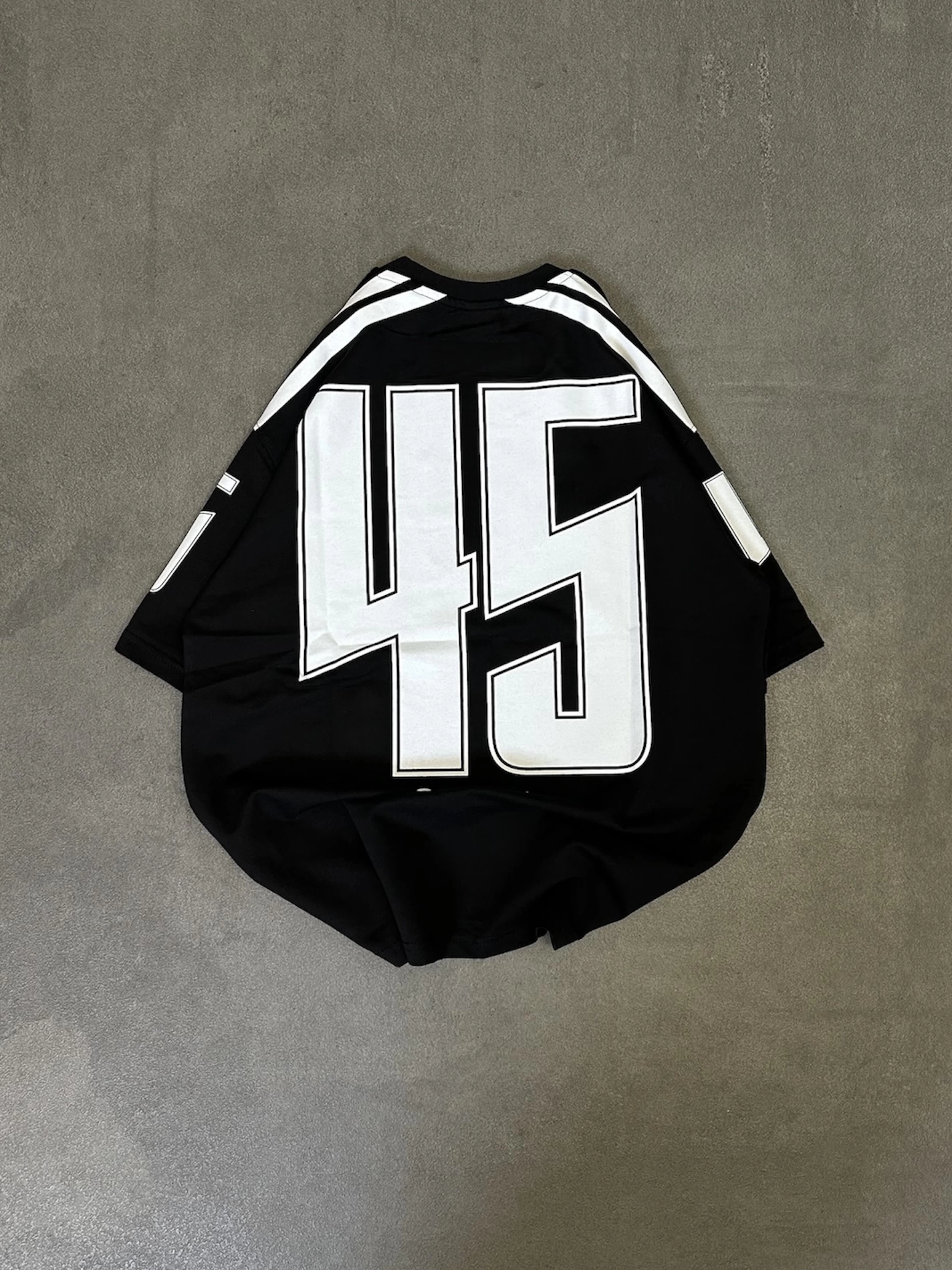 45 Baskılı Oversize Tshirt - Siyah