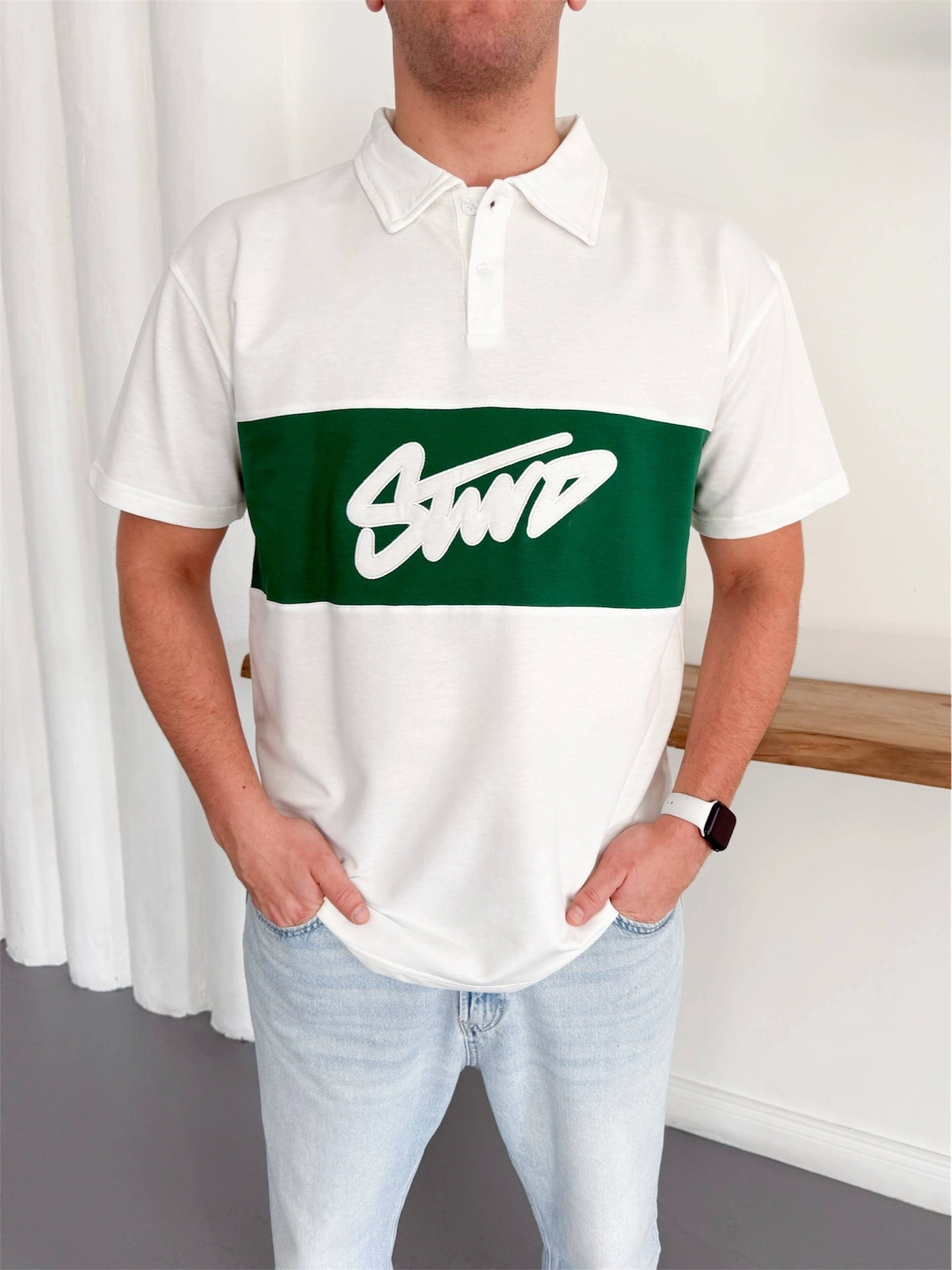 SW Parçalı Unisex Tshirt-Beyaz