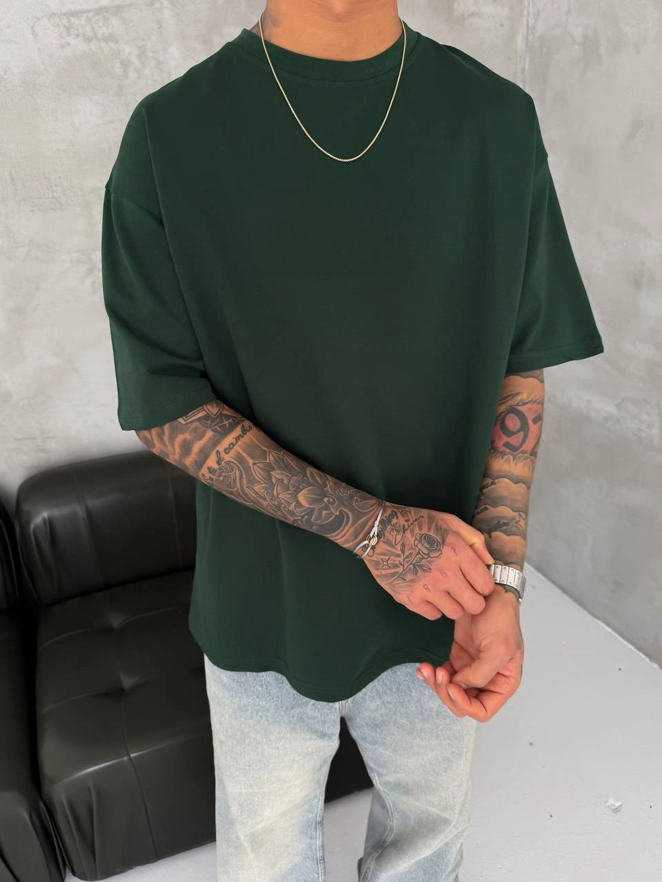 Basic New Season Unisex Tshirt-Yeşil