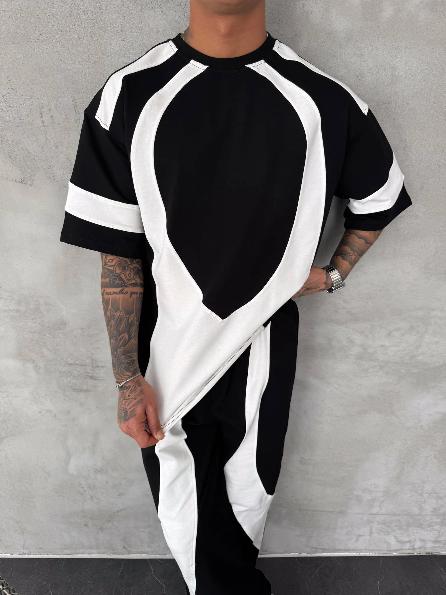 Parçalı Unisex Oversize Eşofman Takımı-Siyah