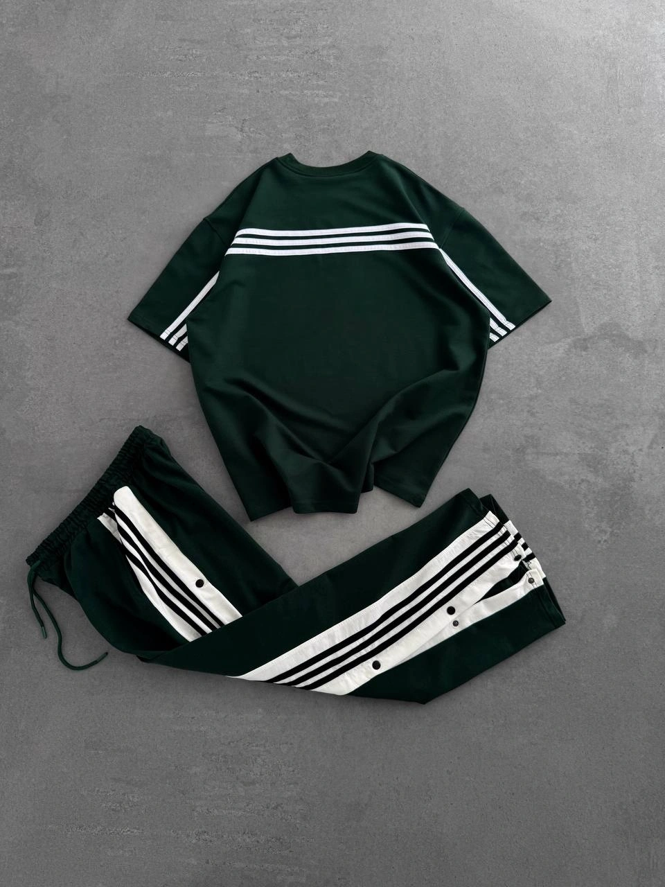 Çıtçıtlı Unisex Oversize Eşofman Takımı-Yeşil