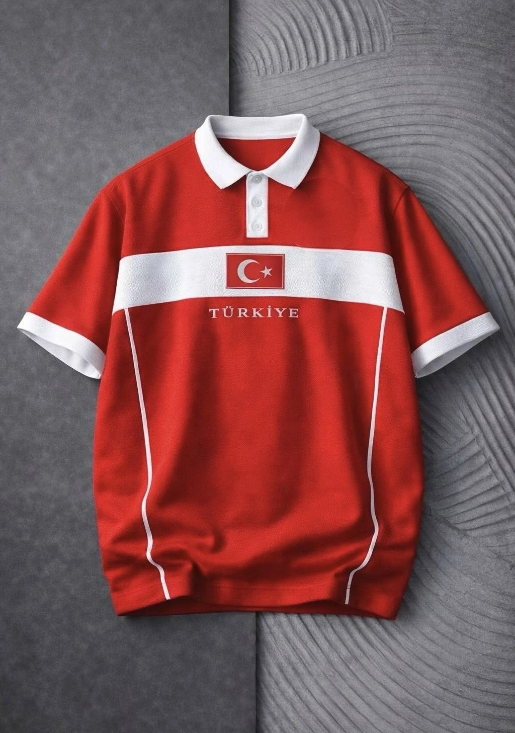 Yeni Sezon TR Parçalı Unisex Tişört - Kırmızı