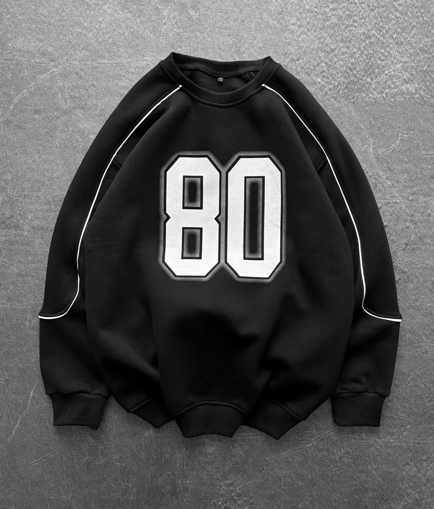 80 Şardonlu Unisex Sweatshirt-Siyah