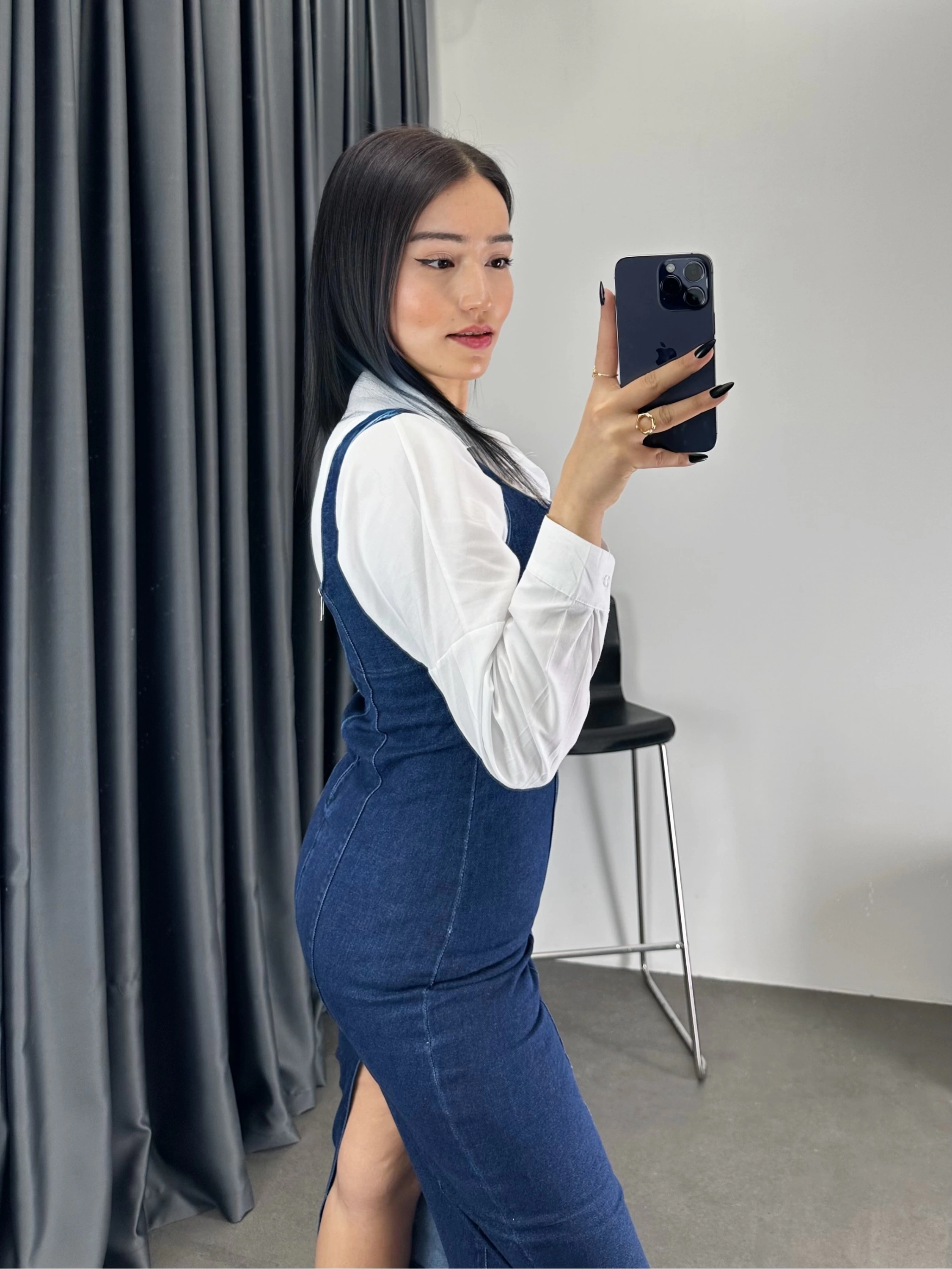 Askılı Jean Elbise