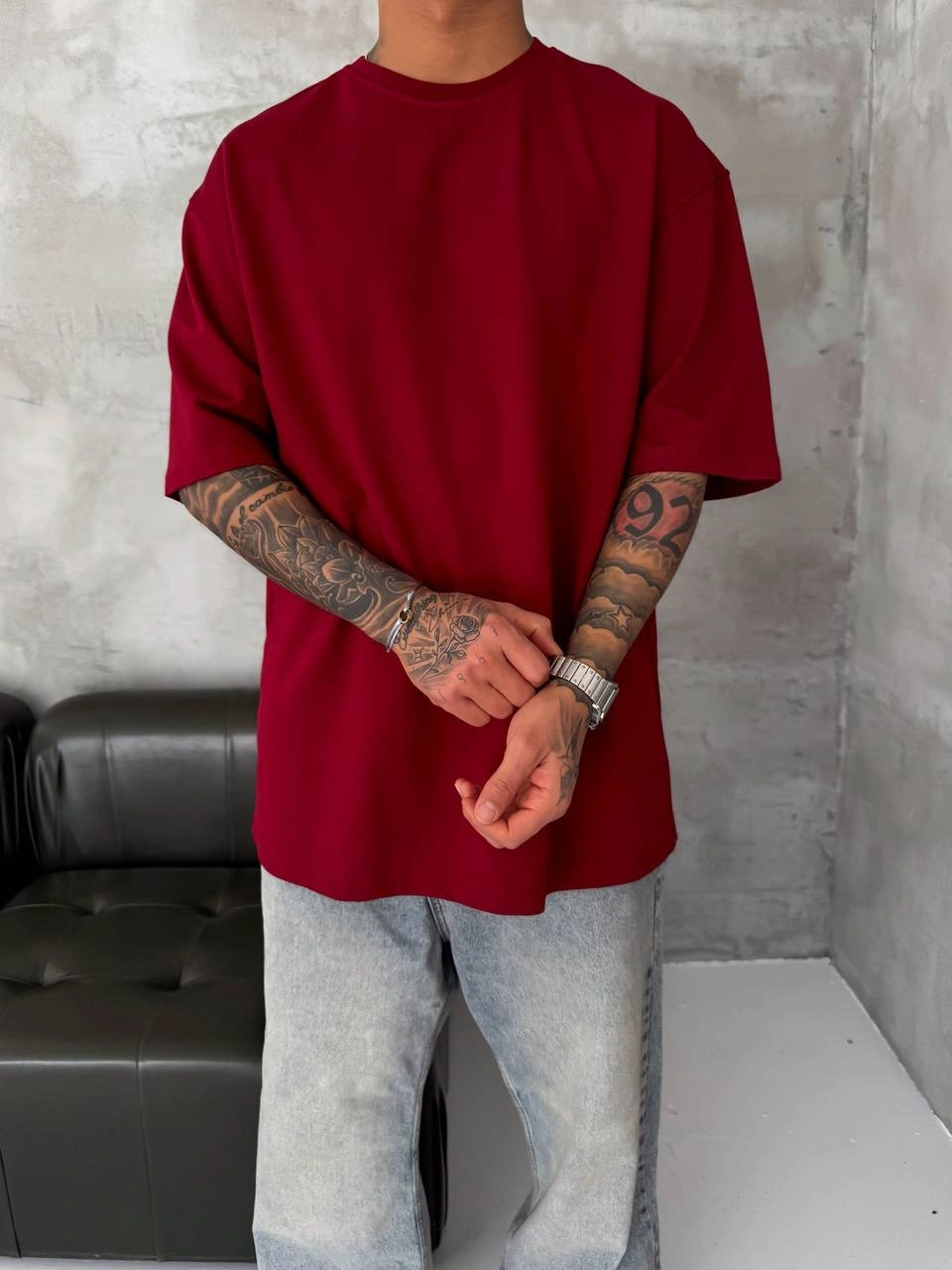 Basic New Season Unisex Tshirt-Bordo