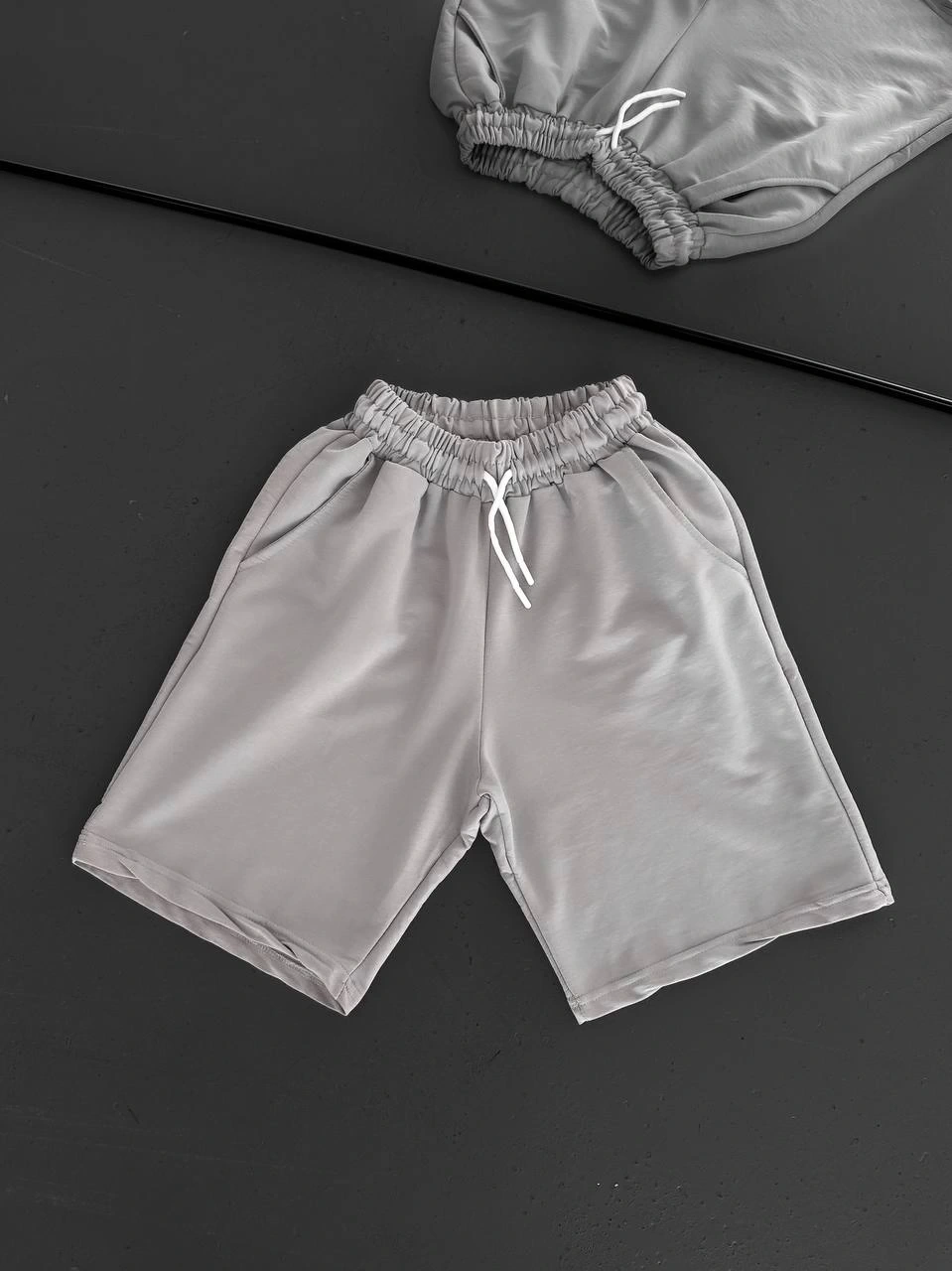 Basic Unisex Şort-Gri