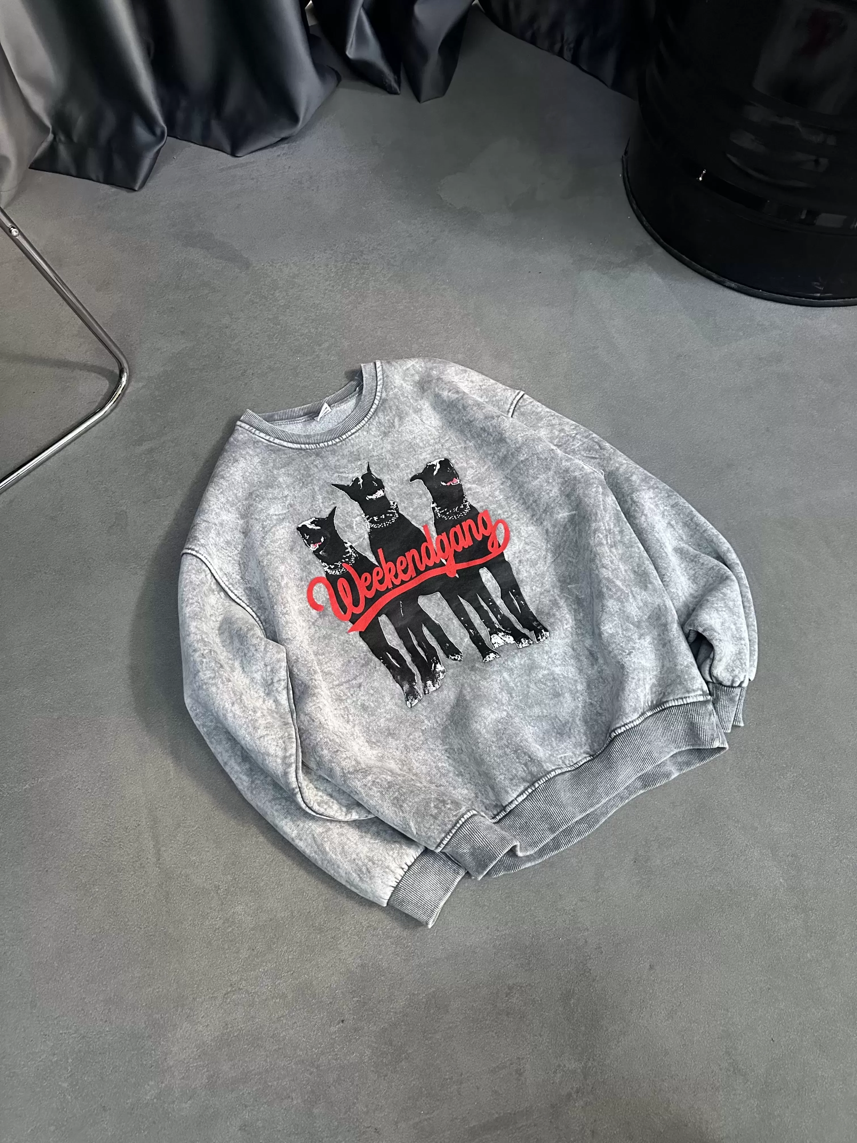 Baskılı Yıkamalı Unisex Sweatshirt