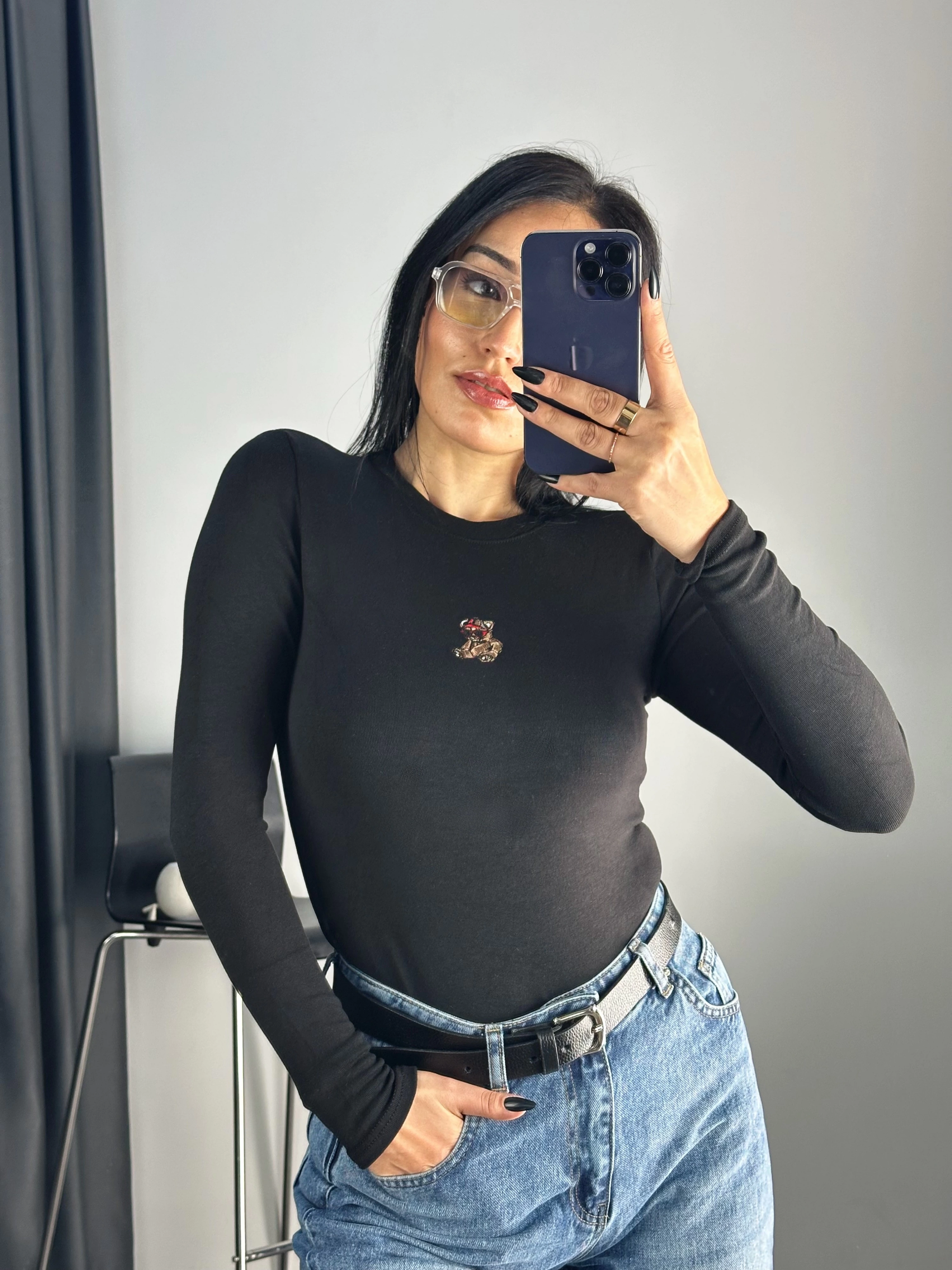 Bear Nakışlı Bluz