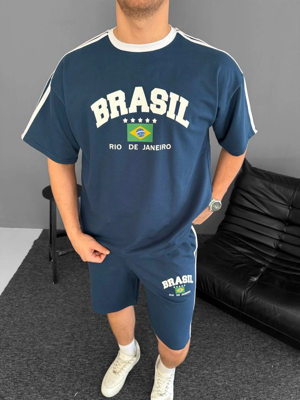 BRSL Unisex Şortlu Takım-Lacivert