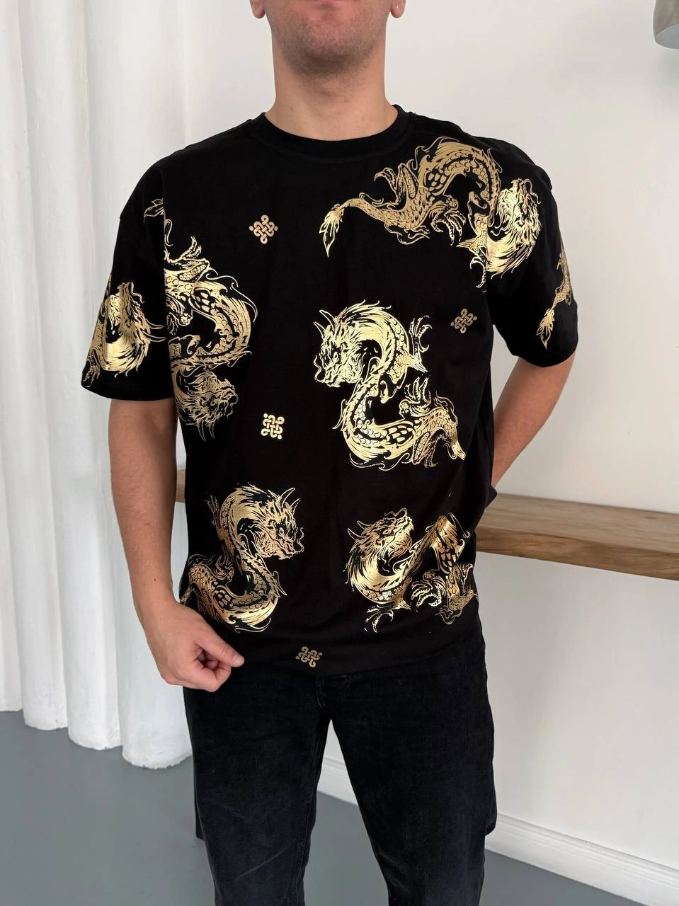 Dragon Oversize Unisex Tshirt-Siyah