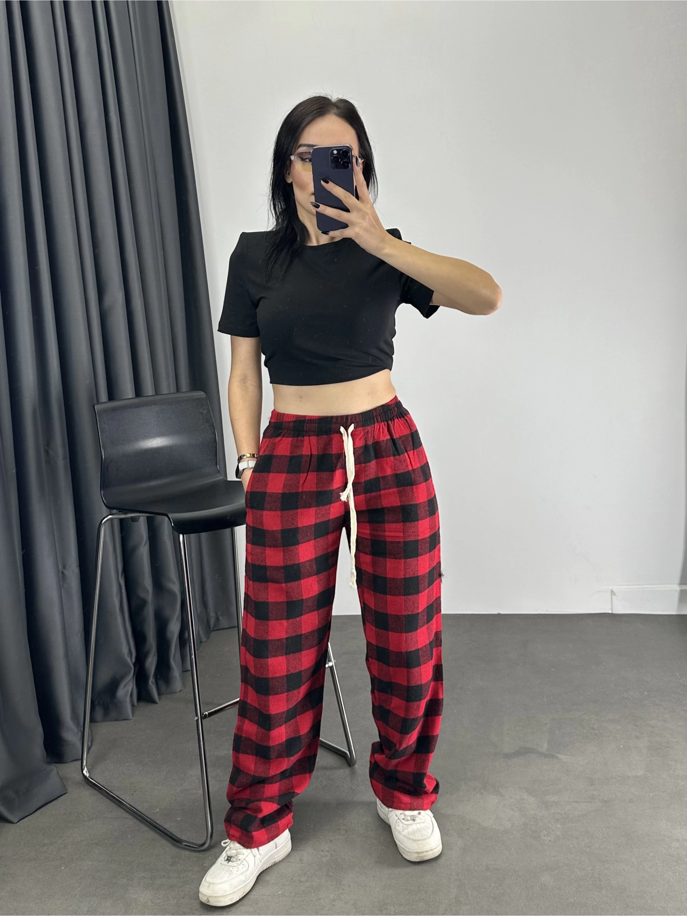 Ekose Desen Unisex Eşofman