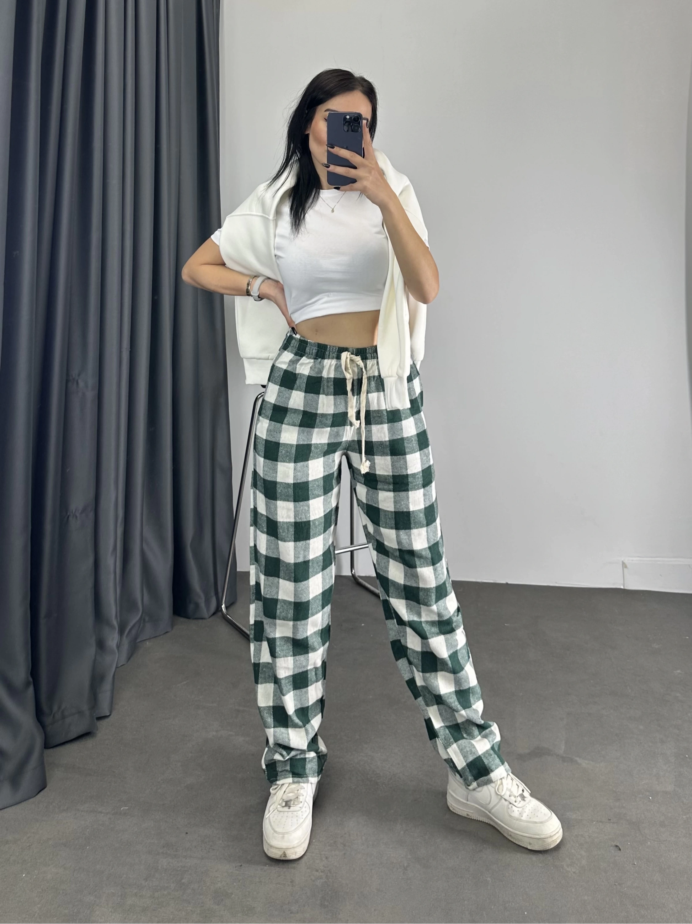 Ekose Desen Unisex Eşofman