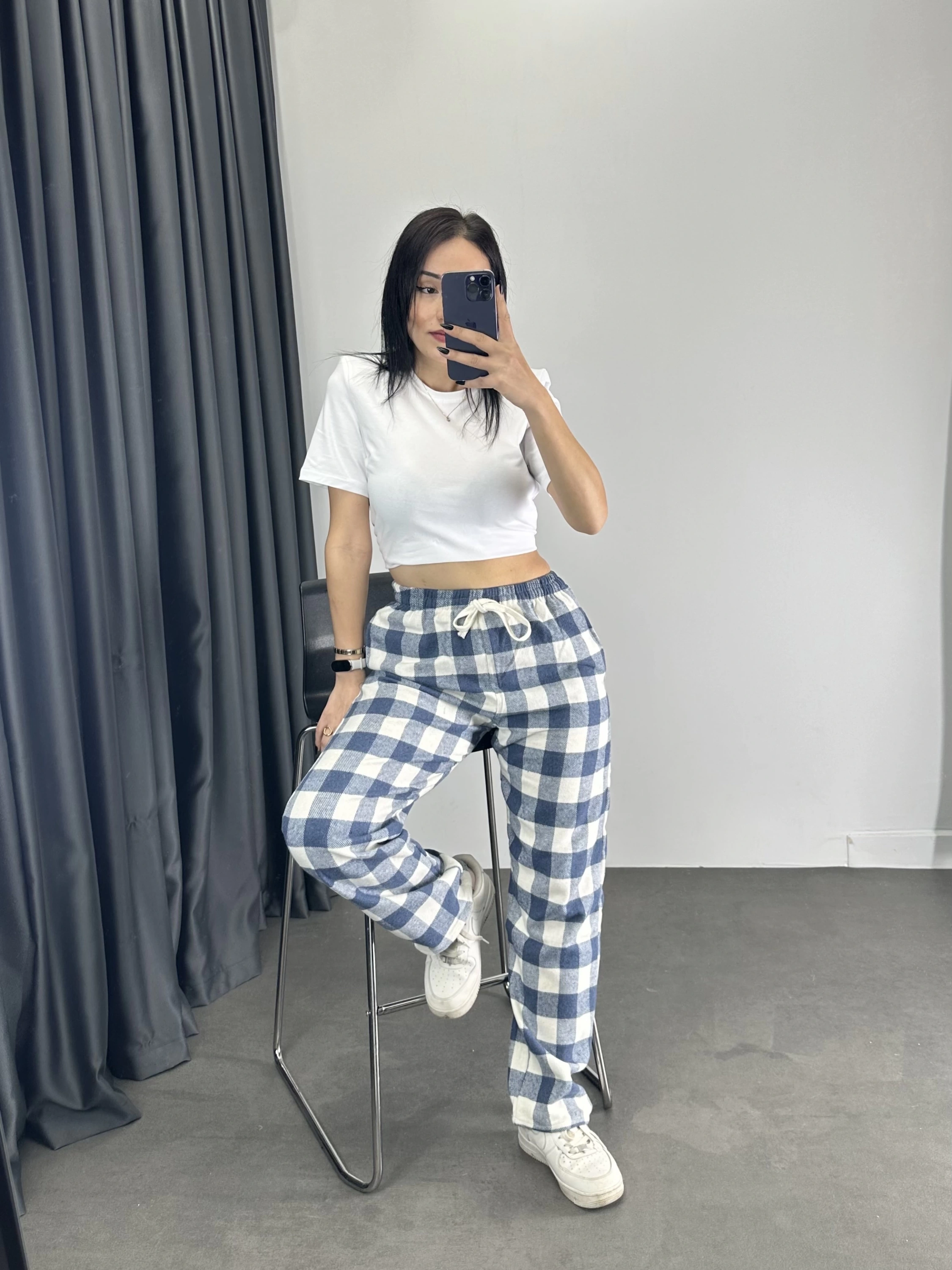 Ekose Desen Unisex Eşofman