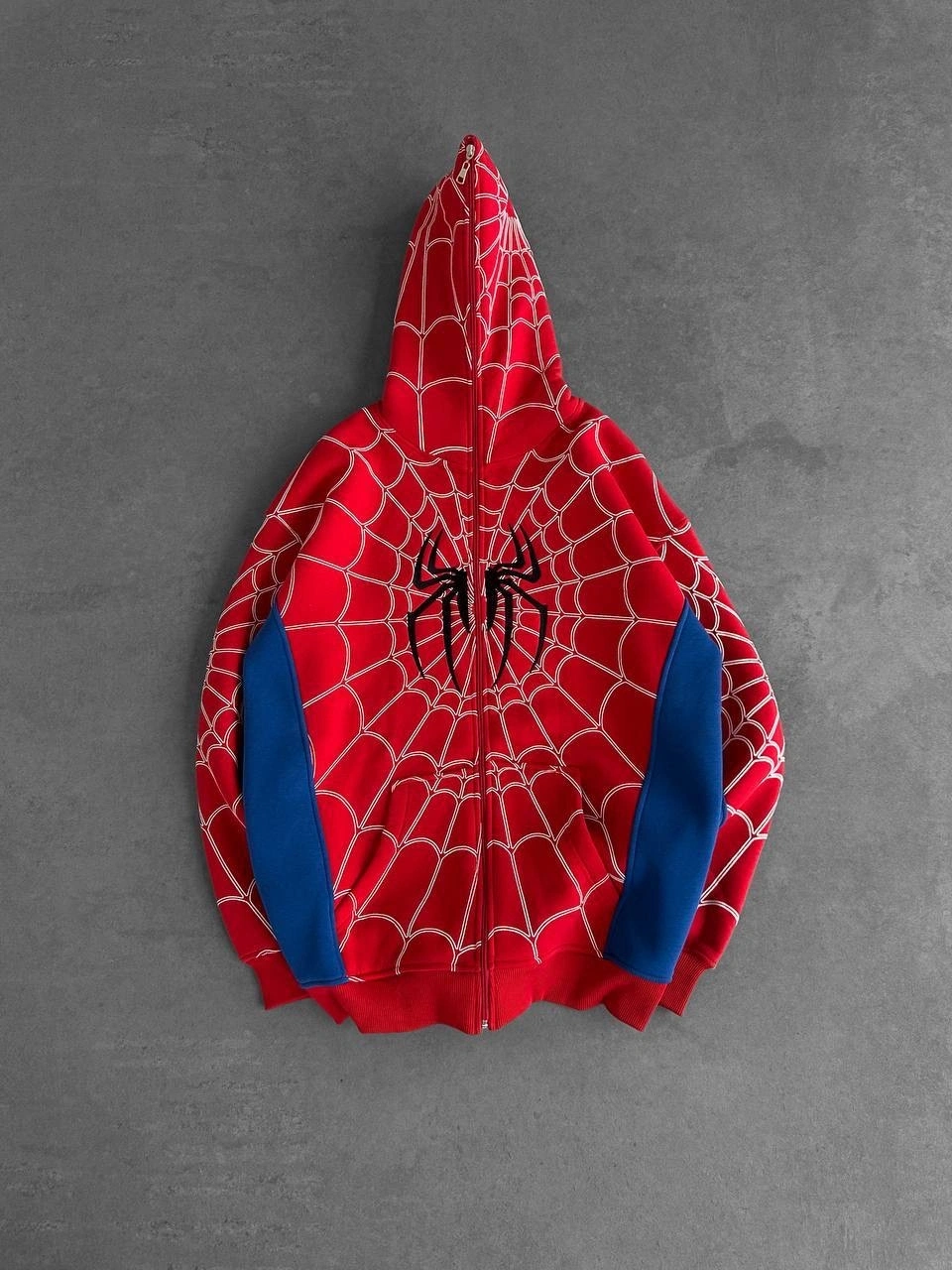 Full Fermuar Spider Unisex Hırka - Kırmızı
