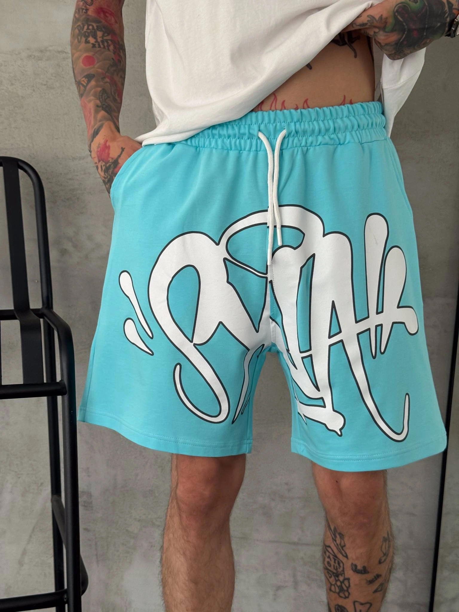 Grafity Unisex Şort - Mavi