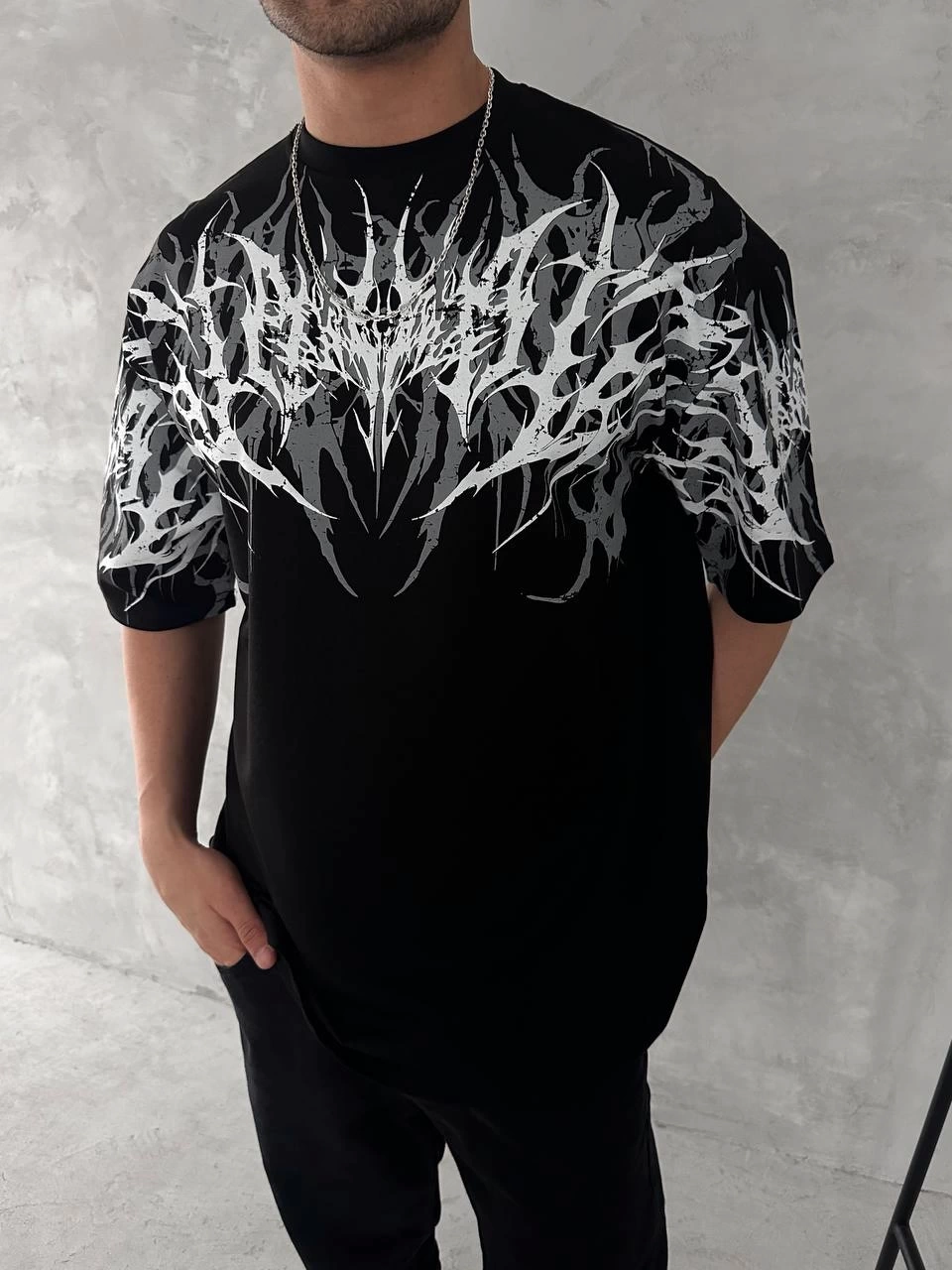 Grey Art Unisex Oversize Tshirt - Siyah