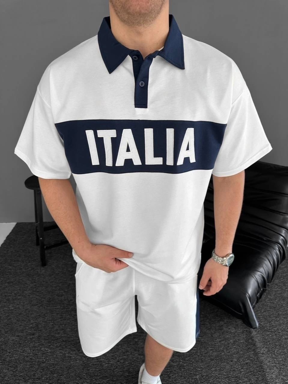 ITL Parçalı Unisex Şortlu Takım -Beyaz