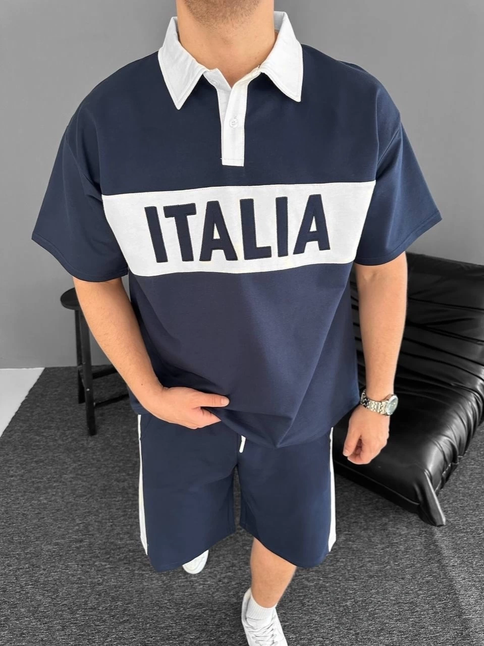 ITL Parçalı Unisex Şortlu Takım-Lacivert