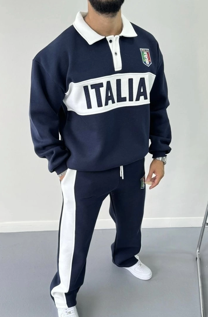ITL Şardonlu Unisex Eşofman Takımı-Lacivert