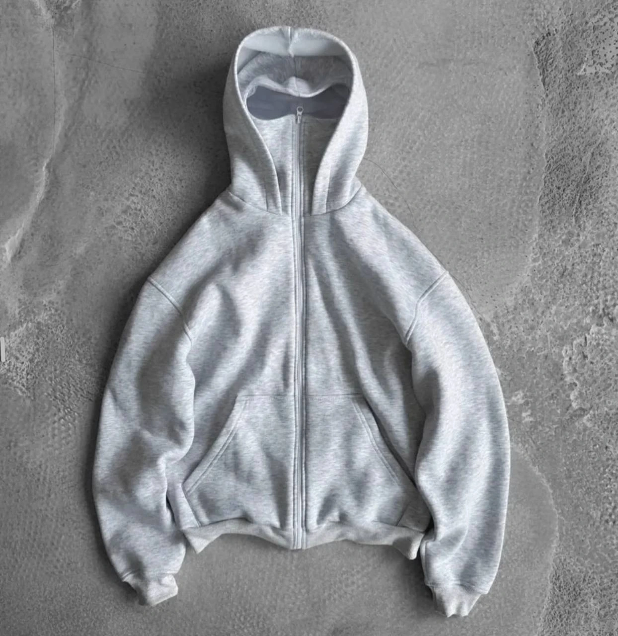 Maskeli Basic Şardonlu Unisex Hırka-Gri