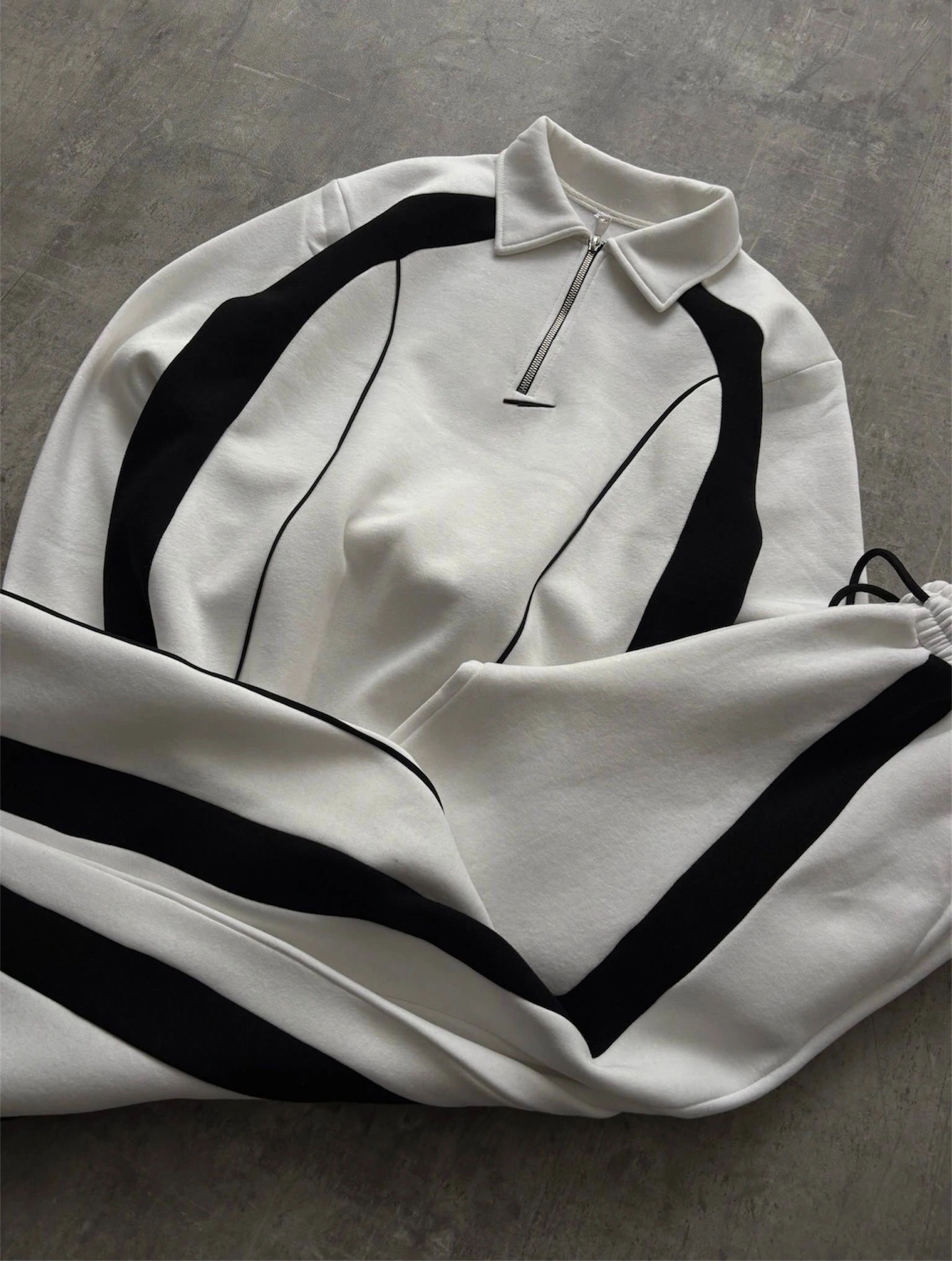 NK Yarım Fermuar Şardonlu Eşofman Takımı-Beyaz