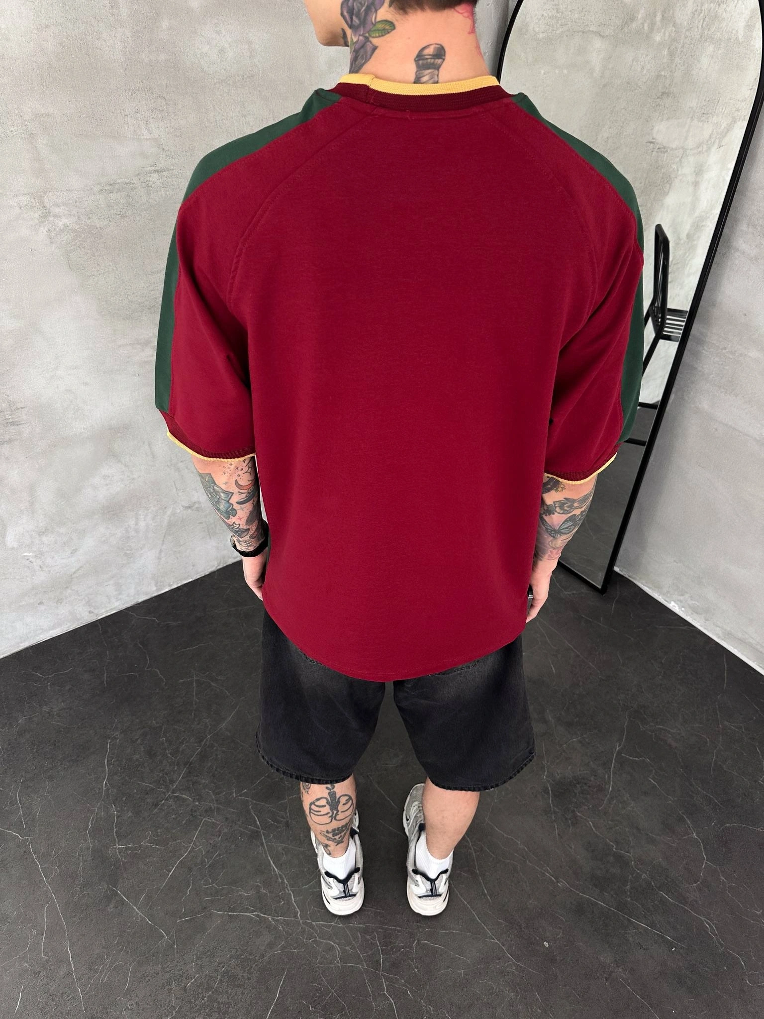 Prt Şeritli Premium Unisex Tişört