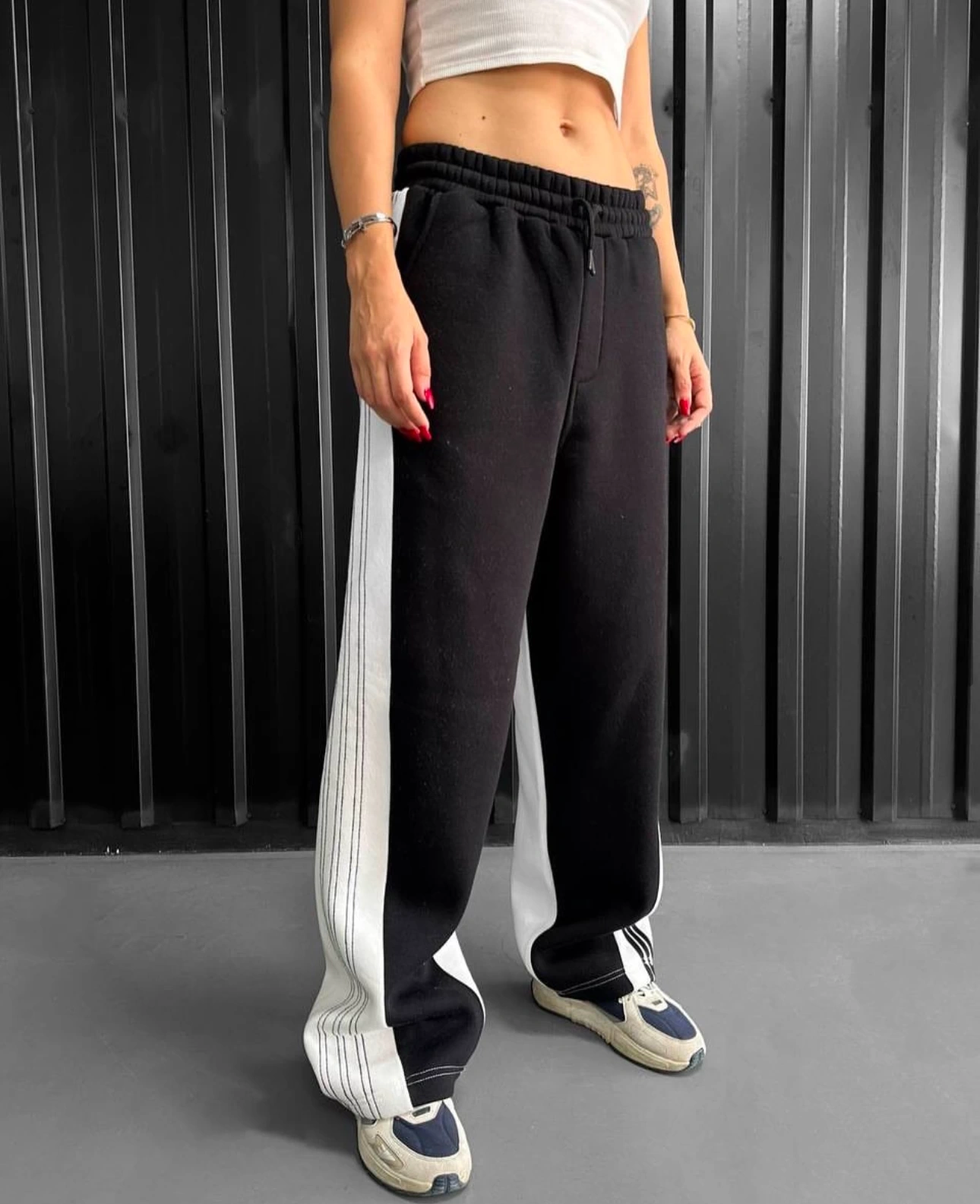 Şeritli Çift Renk Unisex Eşofman