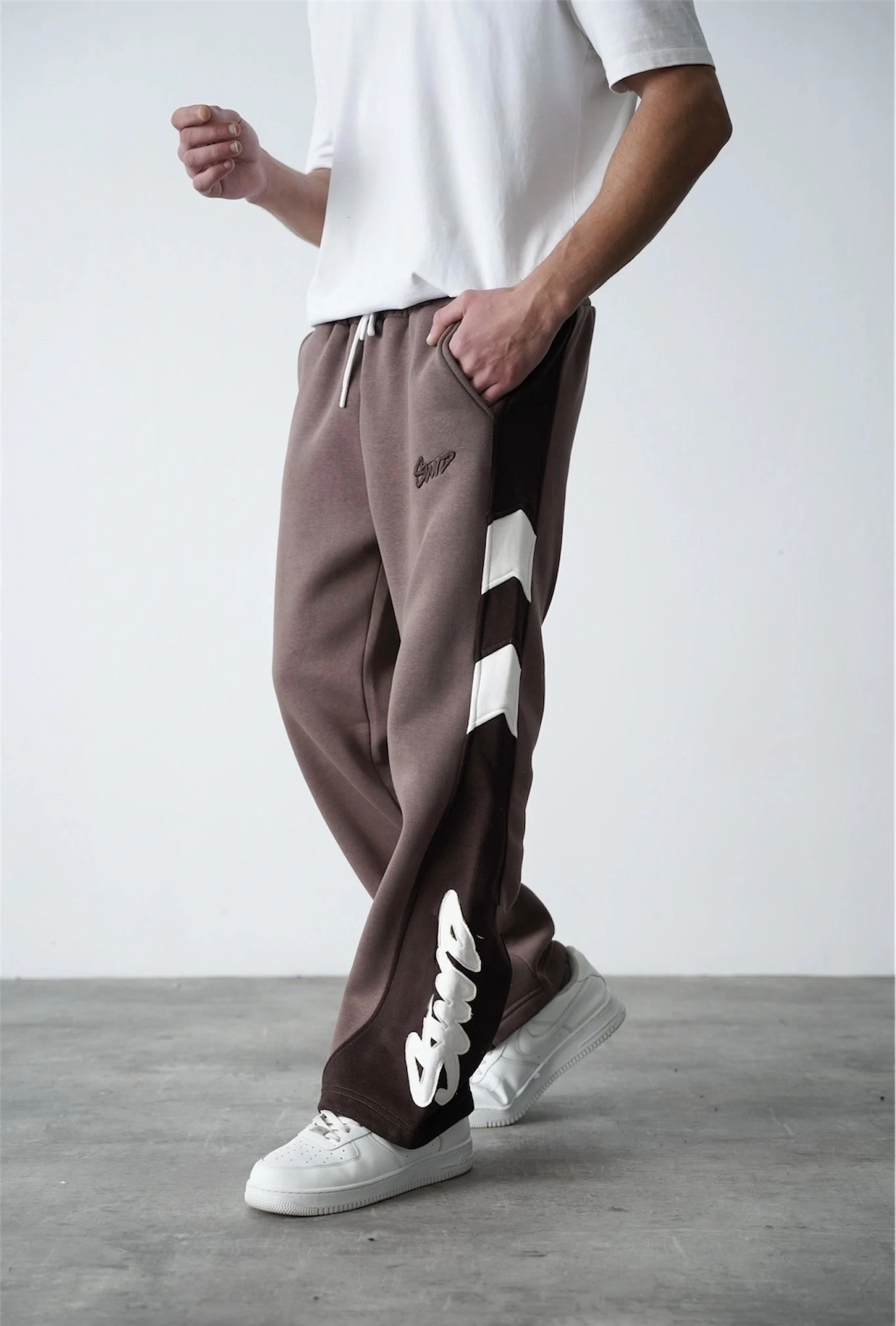 SW Parçalı Unisex Şardonlu Eşofman-Kahverengi