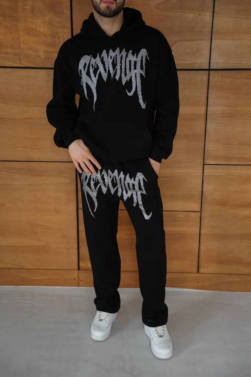 Taşlı Kapüşonlu Unisex Eşofman Takımı